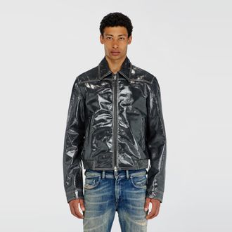 Diesel Patent-leather jacket - Leather jackets - Man - Grey