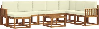 vidaXL Conjunto De Sof&aacute;s De Exterior 9 Uds. Natural Y Crema Vidaxl