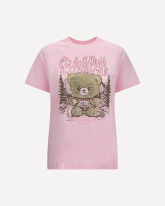 Ganni Teddy Forest cotton T-shirt Female XS