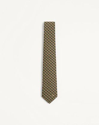 Valentino Garavani Valentie Cotton Jacquard Tie with Chamber Pattern and Vlogo Signature Detail