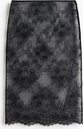 H&M Spitzenjupe in Midi-L&auml;nge - Schwarz