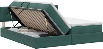 vidaXL Cama Con Almacenamiento Con Cabecera 2 Uds. Verde Oscuro Vidaxl