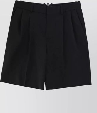 Balmain wool shorts tailored pleats belt loops