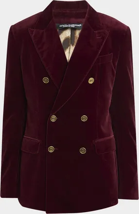 Dolce & Gabbana Men & apos;s Velvet Double-Breasted Peak Lapel Dinner Jacket