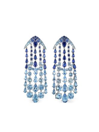 Anabela Chan 18kt witgouden vermeil Waterfall oorbellen met meerdere stenen - Blauw