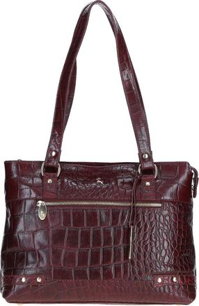 Ashwood Leather Womens Velutto Eleganza Zip Mid Section Real Shoulder Bag - Burgundy - One Size