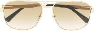 Gucci Gold Pilot Frame Gradient Sunglasses - Mens - Metal/Acetate
