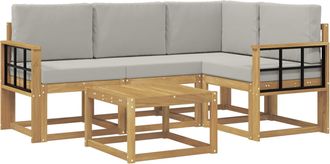 vidaXL Conjunto De Sof&aacute;s De Exterior 5 Uds. Blanco Y Gris Claro Vidaxl