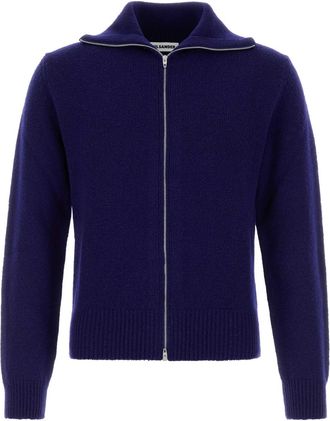 Jil Sander Blue Wool Blend Cardigan