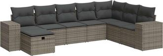 vidaXL Set De Sof&aacute;s De Jard&iacute;n Y Cojines 8 Piezas Rat&aacute;n Sint&eacute;tico Gris Vidaxl