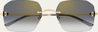 Cartier Classic Décor C Geometric Metal Sunglasses