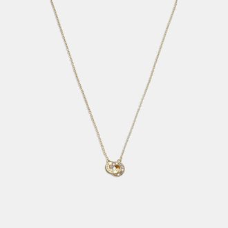 Coach Interlocking Open Circle Pearl Pendant Necklace