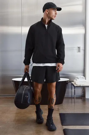 Alo | Light Weight Takeaway Track Pullover Top in Black, Size: Medium