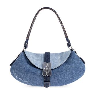 Ganni Shoulder Bags, female, Blue, Size: ONE SIZE B-Kat Bag in Denim