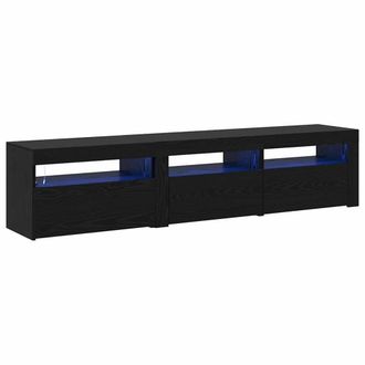 Berkfield Home TV Cabinets 2 pcs with LED Lights Black Oak Engineered Wood