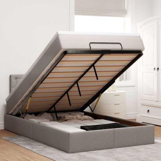 vidaXL Estructura De Cama Otomana Colch&oacute;n Tela Gris Pardo 120x200cm