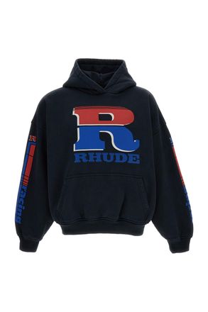 Rhude Black Oversized Cotton Hoodie