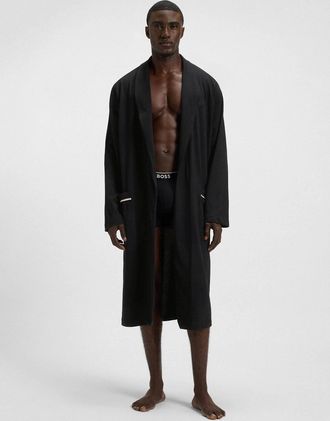 HUGO BOSS Mens BOSS Orange Mens Cotton Jersey Dressing Gown - Black 001 - Size: 40