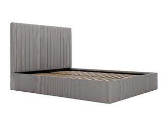 Vente-Unique Canap&eacute; abatible de 160 x 200 cm con cabecero de costuras verticales - Pana - Gris - SARAH