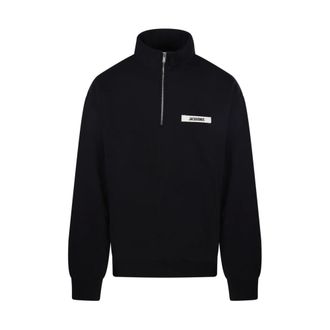 Jacquemus 990 Le Camionneur Gros Grain Sweatshirt - male - Jacquemus - Zip-throughs - Black - XL - Sweatshirts & Hoodies
