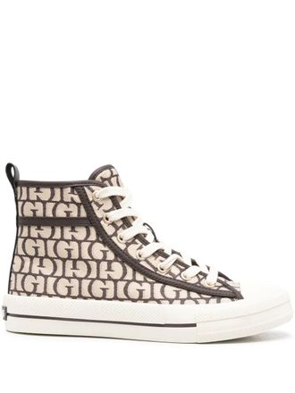 Guess Co logo-print high-top sneakers - Brown