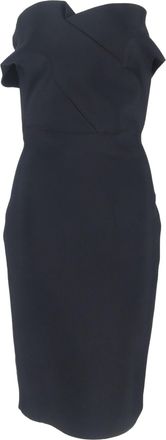 Roland Mouret Off-Shoulder Midi Dress in Black Viscose