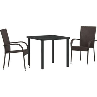 vidaXL Conjunto De Comedor De Jard&iacute;n 3 Pcs Marr&oacute;n Polirat&aacute;n Vidaxl