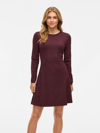 Vila Strickkleid VILA VICOMFY A-LINE O-NECK KNIT DRESS - NOOS, Damen, Gr. XXL, N-Gr, fig detail:melange, Feinstrick, Obermaterial: 51% Viskose, 27% Polyest
