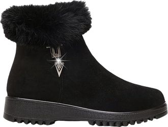 Generic Womens Warm Snow Boots Soft Comfortable Ankle Booties Thickened Thermal Fleece Lined Short Boots Outdoor Non Slip Waterproof Booties with Zipper Black