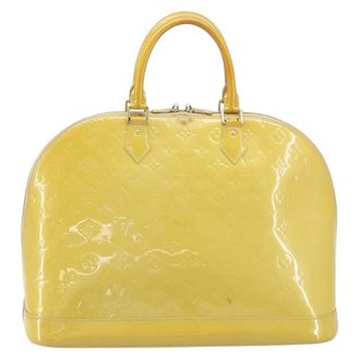 Louis Vuitton Alma Monogram Vernis Yellow Patent_Leather Handbag (Pre-Owned)