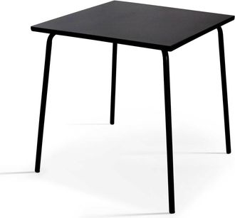 Oviala Mesa de jard&iacute;n cuadrada de metal negro 70cm