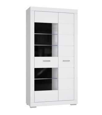 Home Heavenly Vitrina alta 2 puertas cristal y luces led color blanco