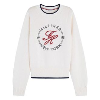 Tommy Hilfiger RWB Nautical C-Nk Swtr - Dames - Ronde hals truien - Wit - S - Katoen - Truien & Vesten