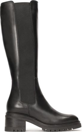 Kazar Zwarte leren ritslaarzen. Dit product valt klein uit. - Dames - Hoge Laarzen - Zwart - 41 EU - Leer - Schoenen