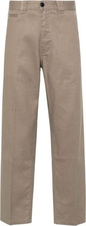 BOSS pressed-crease twill tapered trousers - men - Cotton/Elastane - 56 - Brown