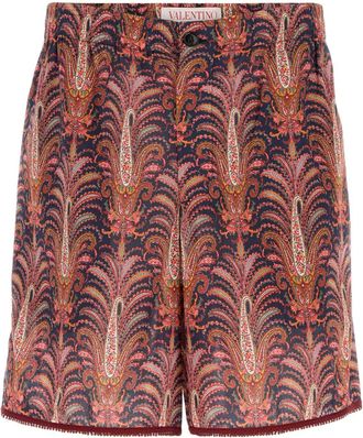 Valentino Garavani Mens Printed Cotton Bermuda Shorts - Dark Blue - Size EU 50 (Mens)