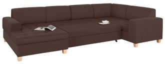 HOME AFFAIRE Wohnlandschaft »Corby, viel Platz und Komfort, U-Form« wahlweise mit Bettfunktion, Steppung auf Sitzfläche