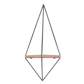 Calicosy Estanter&iacute;a mural geom&eacute;trica en metal negro y madera maciza L60 cm