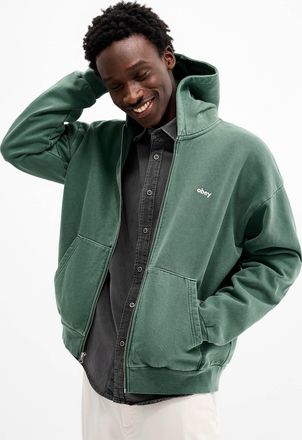 Obey Mens Lowercase logo faded zip-up hoodie