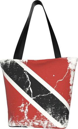 AOOEDM Trinidad Tobago Grunge Flag Tote Bag Women Capacity Shoulder Grocery Shopping Bags