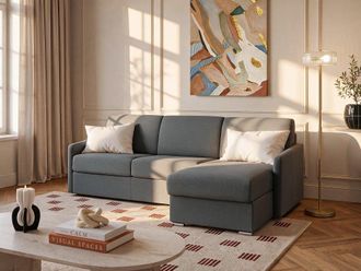 VENTE-UNIQUE.COM Sof&aacute; rinconera tela gris