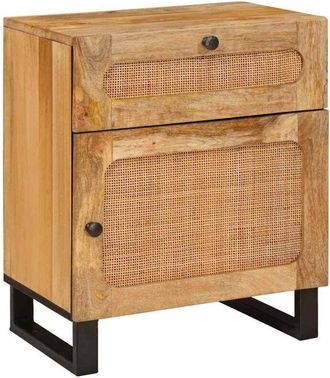 vidaXL Armario De Noche Natural 50 X 33 X 60 Cm Madera De Mango Maciza Vidaxl