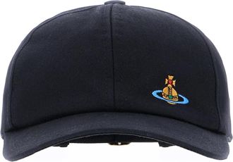 Vivienne Westwood Logo Geborduurde Cap - unisex - Petten - Blauw - S/M - Katoen - Accessoires