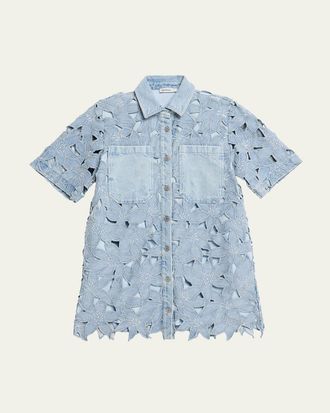 SIMKHAI Calyn Embroidered Denim Mini Dress