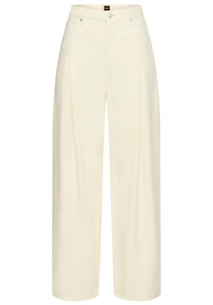 Boss Orange by Hugo Boss Loose-fit-Jeans BOSS ORANGE Slouchy Pleated Mid Rise Premium Damenmode, Damen, Gr. 26, L&auml;nge 30, weiss (open wei&szlig; 150), Denim/Jeans, Obermaterial: 100