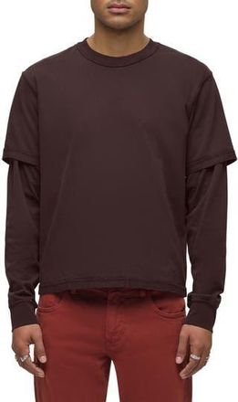 Hudson Hybrid Layered Long Sleeve Cotton T-Shirt in Rich Brown at Nordstrom Rack, Size Xx-Large