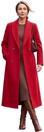 Jessica London Long Shawl Collar Wool Coat in Classic Red at Nordstrom, Size 32