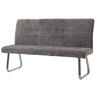 Hhg Hhg - Nunca Usado] Banco 101, Banco Para Comedor, Acero Inoxidable Cepillado Tejido/textil Chenilla Oeko-tex, 160cm, Gris Oscuro