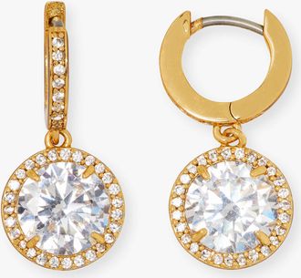 Kate Spade New York Womens Something Sparkly Spade Huggie Earrings in Beige