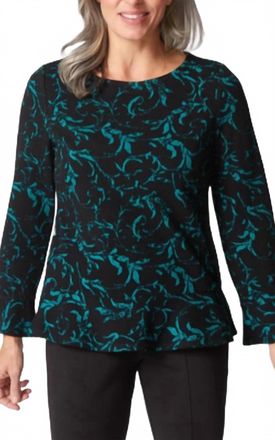 Habitat Jacquard Scroll Pullover Top In Everglade
